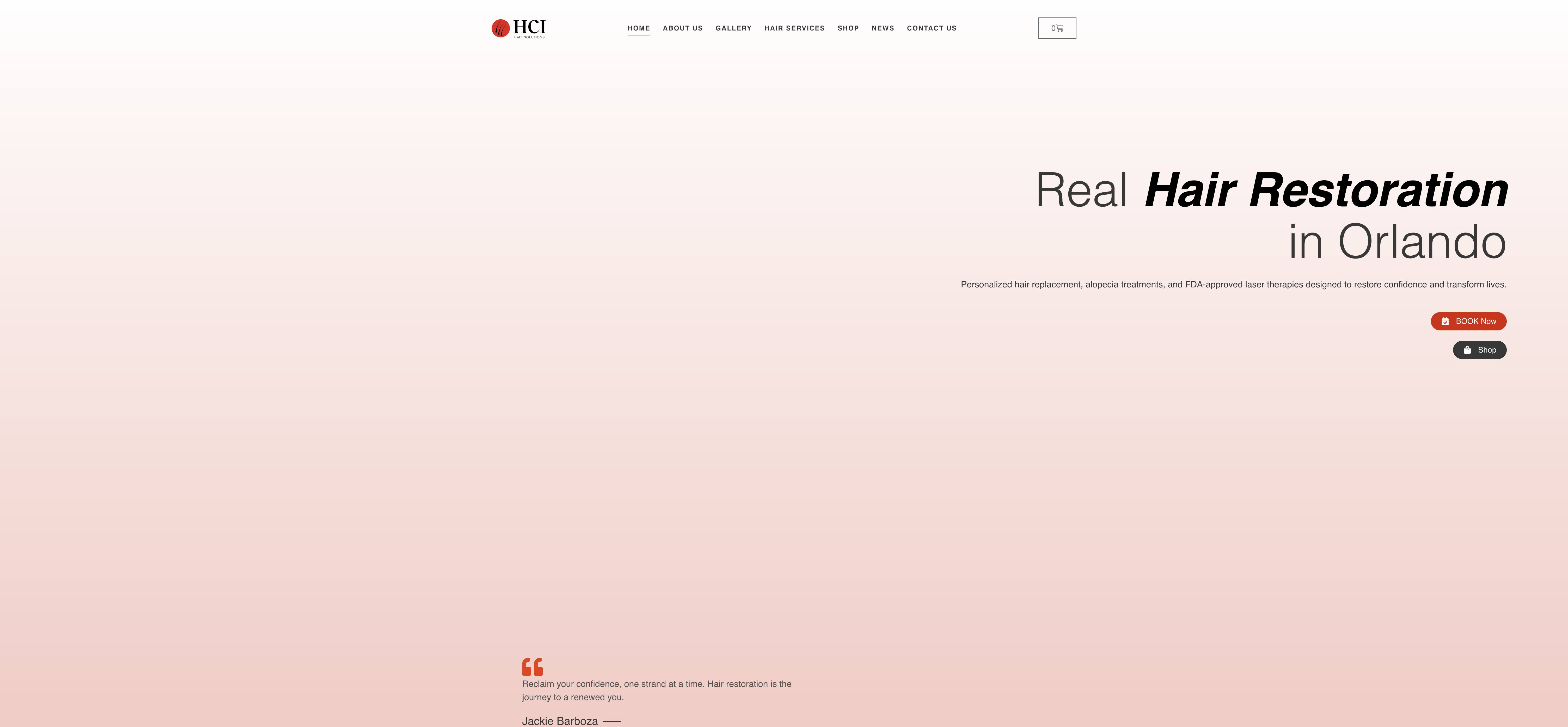 Homepage screenshot of the HCI Orlando website, built by Web Pro Chicago